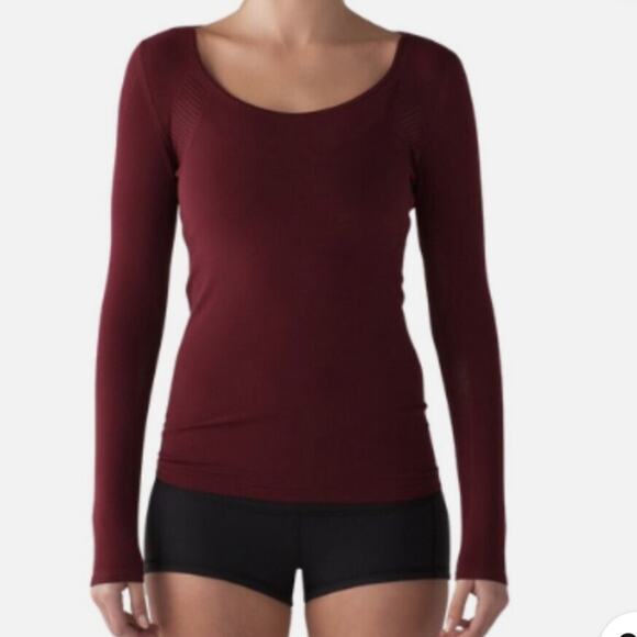 Lululemon Deep Rouge Reveal Long Sleeve Tee - Picture 1 of 10